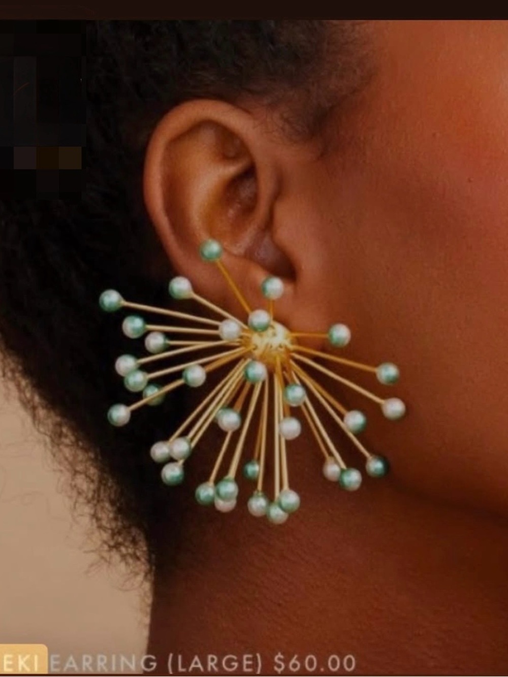 NOT FOR SALE - Looking to purchase Khoi LEKI Green and White Earrings